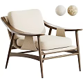 Stylish Accent Chair with Beige Fabric Dark Brown Wooden Frame Armrests and Spherical Decor
