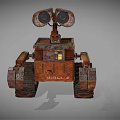 Rusty Tracked Robot With Mechanical Arm And Binocular Eyes Design 3d model