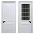 Modern White Hinged Doors With Glass Panel And Solid Design For Home Interior 3d model
