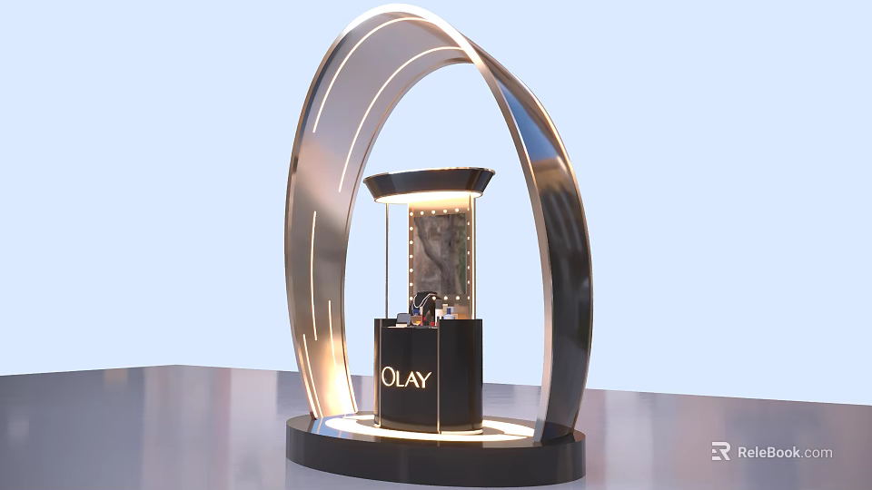 OLAY Specialty Store With Arched Display Stand And Illuminated Product Showcase 3d model 