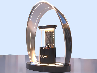 OLAY Specialty Store With Arched Display Stand And Illuminated Product Showcase 3d model