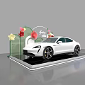 Floral Display with Decorative Flowers and White Car on Spray Platform