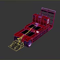 Red Heavy Duty Utility Vehicle With Open Cargo Platform And Large Wheels