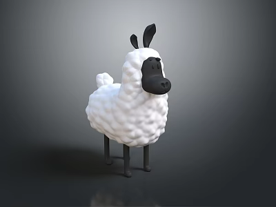 White Sheep Toy with Black Ears Nose and Legs in Minimalist 3D Design 3d model