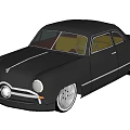 Black Vintage Classic Car with Sleek Body Lines Silver Wheels and Round Headlights