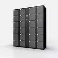 Black Secure Storage Locker Cabinet With Multiple Compartments And Digital Panel 3d model