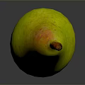 Fresh Ripe Yellow Pear with Red Spots and Smooth Skin on Gray Reflective Surface