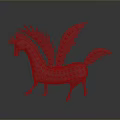 Gray Mythical Horse Sculpture With Spiked Wings And Textured Body