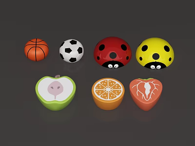 Modern public chair fruit ladybug football basketball seat fiberglass 3d model