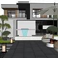 Modern courtyard landscape 3d model