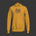 Yellow Hooded Sweatshirt With Rush Records Print Long Sleeve Casual Design