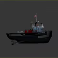 Detailed Tugboat Model With Red Hull Blue Cabin And Canadian Flag On Deck
