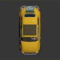 Yellow Vintage Small Car With Black Roof And Glossy Reflective Surface