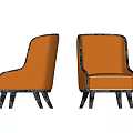 Two Modern Orange Leather Armchairs with Black Frame and Comfortable Design 3d model