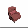 Red Single Sofa With Button Tufted Backrest Curved Armrests And Black Legs 3d model
