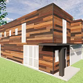 Modern Detached House With Wooden Exterior Horizontal Stripe Design And Large Glass Windows