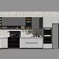 Modern Kitchen Interior With Gray White Cabinets Black Stove Oven And Refrigerator Appliances