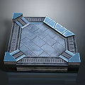 Futuristic Sci Fi Platform With Blue Accented Edges And Metallic Tile Design 3d model