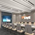 Modern Conference Room With Long Table Leather Chairs And Large Screen 3d model