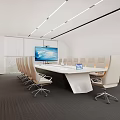 Modern Conference Room Interior With Long Table Ergonomic Chairs And Large Display Screen