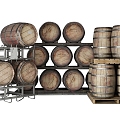 Modern Style Wine Barrel Display Rack Shelf Wooden Barrel 3d model