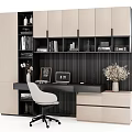 Modern simple desk and chair combination 3d model