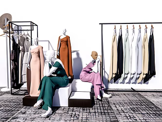 Modern Model Clothing Store Model Shopping Mall Clothes Hanger 3d model