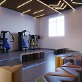Modern Gym Interior Featuring Various Fitness Equipment And Bright Lighting