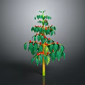 Lush Coffee Plant With Green Leaves And Red Berries On Yellow Stem
