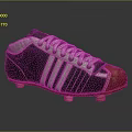 Classic Soccer Shoes With Dark Blue Upper White Stripes Red Toe And Cleated Sole