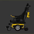 Electric Wheelchair With Yellow Black Frame Comfortable Seat Armrest And Wheels