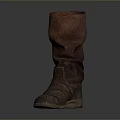 Vintage Brown Leather Slouchy Mid Calf Boots With Light Colored Leather Sole For Casual Daily Wear