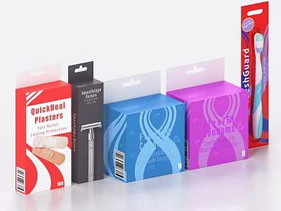Essential Daily Necessities Including Plasters Shaving Products Dental Floss Sanitary Pads And Toothbrush 3d model