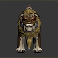 Fierce 3D Lion With Yellow Mane Red Saddle Metal Buckles And White Paws