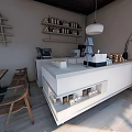Cozy Modern Tea House Interior Design With Wooden Tables Chairs And Shelves