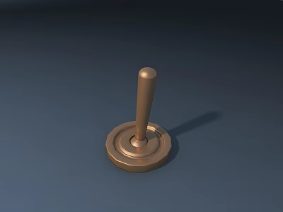 Modern Dining Table With Golden Knob And Round Base On Dark Blue Surface 3d model