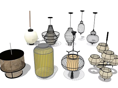 Modern Stylish Pendant Lamps With Various Unique Designs And Crafted Materials 3d model