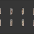 Carved Stone Sculptures With Six Irregular Shaped Rough Surface Grayish Brown Arranged On White Background