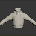 White Oversized Hoodie With Zip Closure Drawstring And Long Sleeves