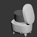 White Kitchen Rice Cooker With Open Lid And Black Inner Pot Measuring Marks
