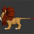 Stuffed Lion Doll Featuring Red Mane Yellow Body Green Eyes And White Paws