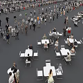 Large Crowd of People Standing and Gathering on Gray Open Surface Area