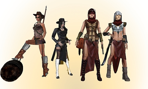 Steampunk Girl Characters 3d model