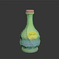 Textured Transparent Household Glass Bottle With Cork Stopper And Decorative Label