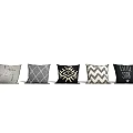 Black White Gray Throw Pillows with Geometric Patterns Text Design for Living Room Sofa 3d model