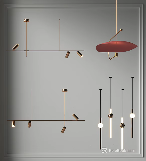 Modern Hanging Pendant Lights With Metal Frames And Multiple Light Heads For Home Decor 3d model 