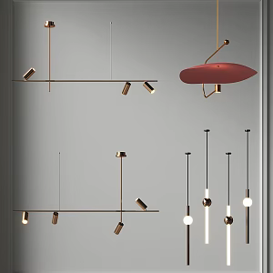 Chandelier Light Luxury Metal Long Strip Chandelier Bar Counter Restaurant Chandelier Bedside Small Chandelier Office Chandelier Study Tea Room Chandelier 3d model