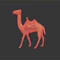 Yellow Camel Figurine With Red Decorative Saddle On Black Background