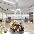 Toy Specialty Store Interior With Various Stuffed Dolls Toys And Shelves