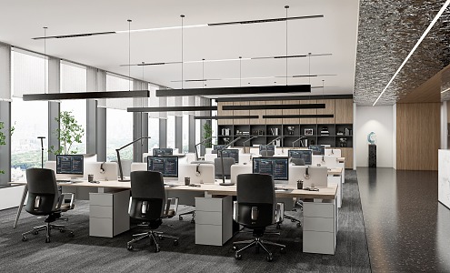 Modern public office area Open office staff area 3d model